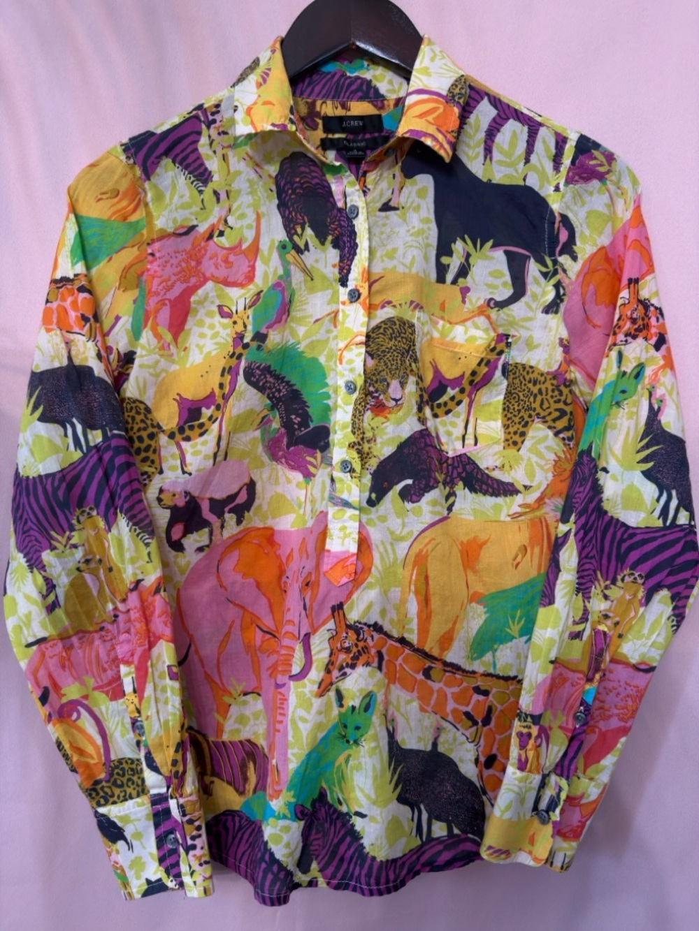 J. Crew Safari Multicolor Animal Print Button-Up